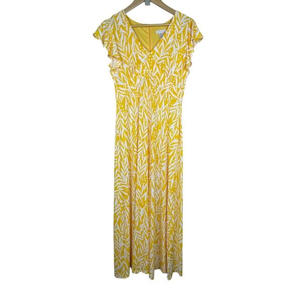 London Times Women's Size 8 Ruffled Short Sleeve Printed Matte Jersey Maxi Dress - Picture 3 of 9